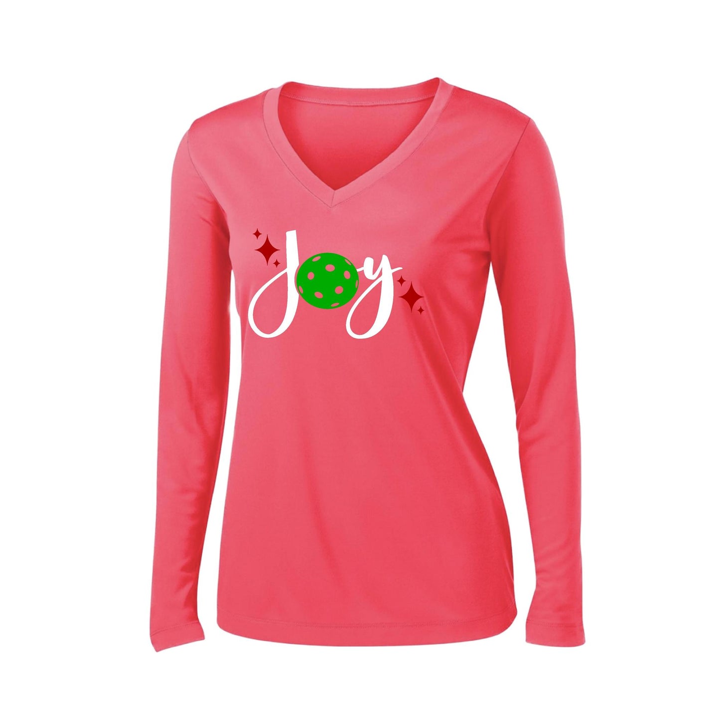Joy | Women's Long Sleeve V-Neck Pickleball Performance T-Shirts | 100% Polyester