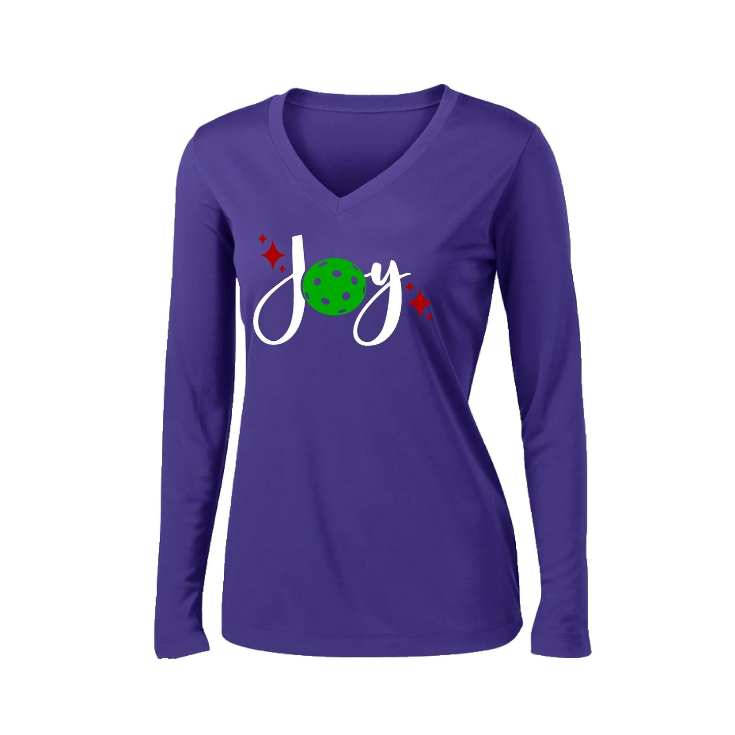 Joy | Women's Long Sleeve V-Neck Pickleball Performance T-Shirts | 100% Polyester