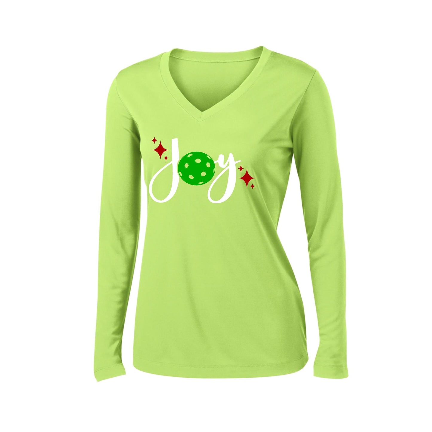 Joy | Women's Long Sleeve V-Neck Pickleball Performance T-Shirts | 100% Polyester