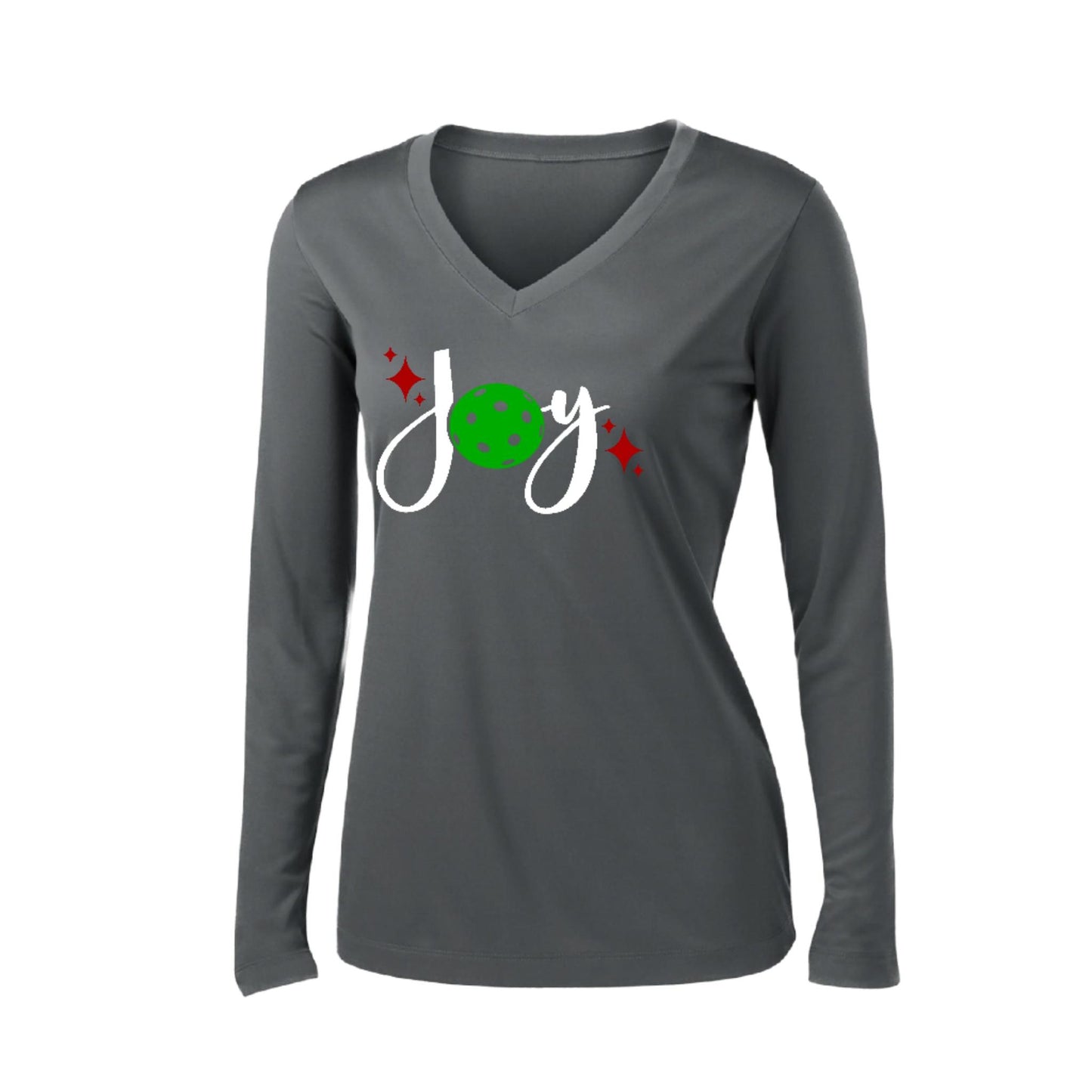 Joy | Women's Long Sleeve V-Neck Pickleball Performance T-Shirts | 100% Polyester