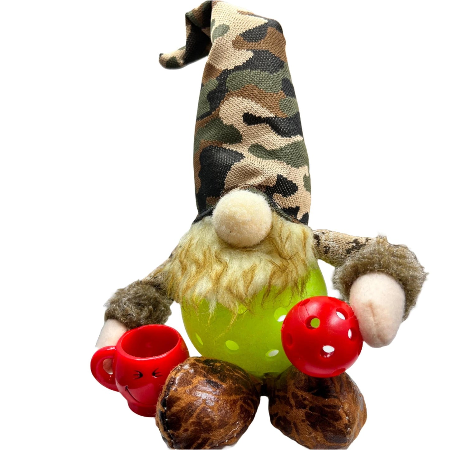 Large Camo Coffee Pickleball Gnomes | Fun Pickleball Gifts