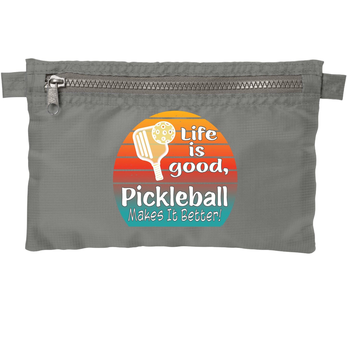 Life is Good Pickleball Makes it Better | Pickleball Cosmetic Stash Pouch Bag | Small Size Court Stash Bag