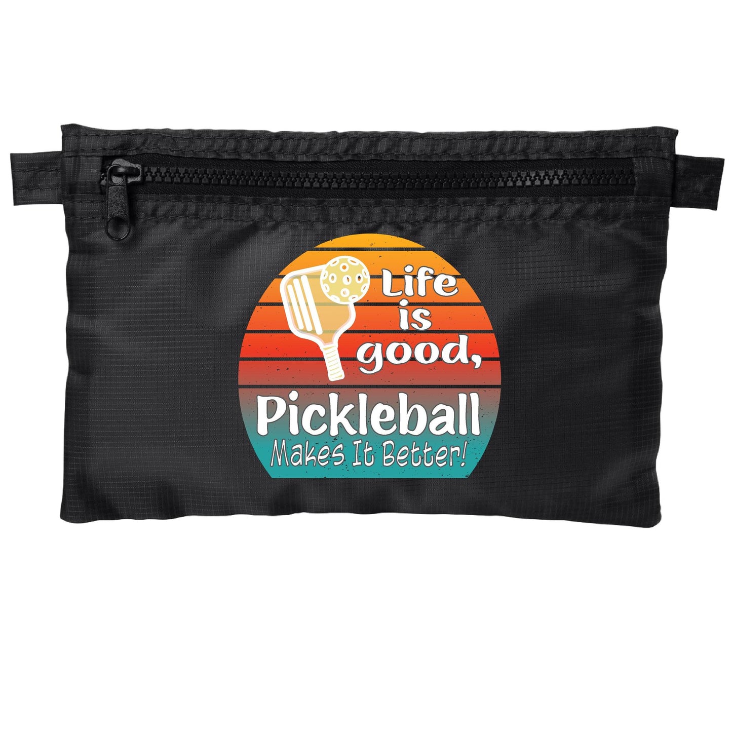 Life is Good Pickleball Makes it Better | Pickleball Cosmetic Stash Pouch Bag | Small Size Court Stash Bag