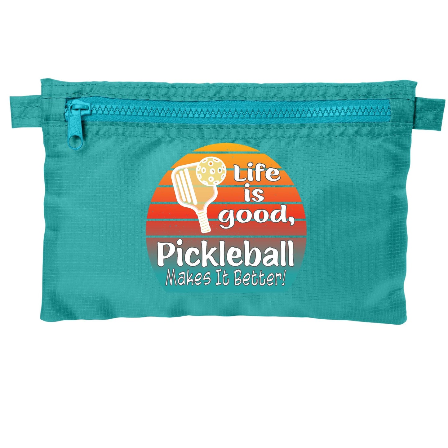 Life is Good Pickleball Makes it Better | Pickleball Cosmetic Stash Pouch Bag | Small Size Court Stash Bag