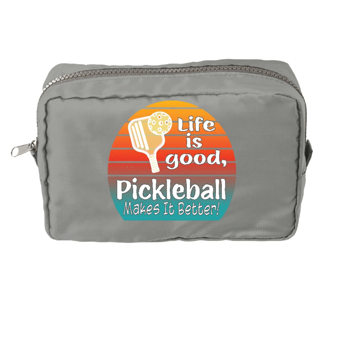 Life is Good Pickleball Makes it Better | Pickleball Dimensional Cosmetic Pouch Bag | Small Size Court Dimensional Bag