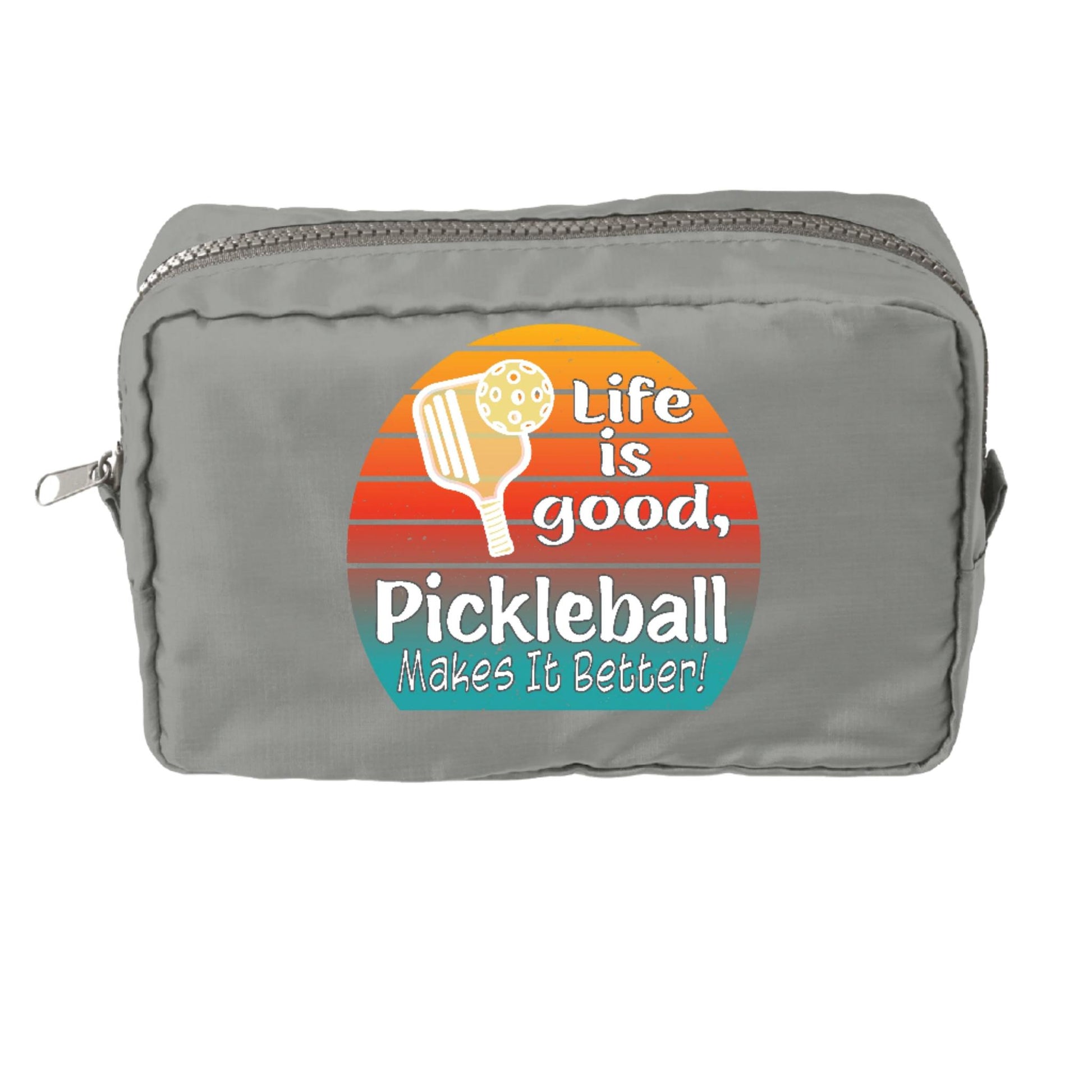 Life is Good Pickleball Makes it Better | Pickleball Dimensional Cosmetic Pouch Bag | Small Size Court Dimensional Bag