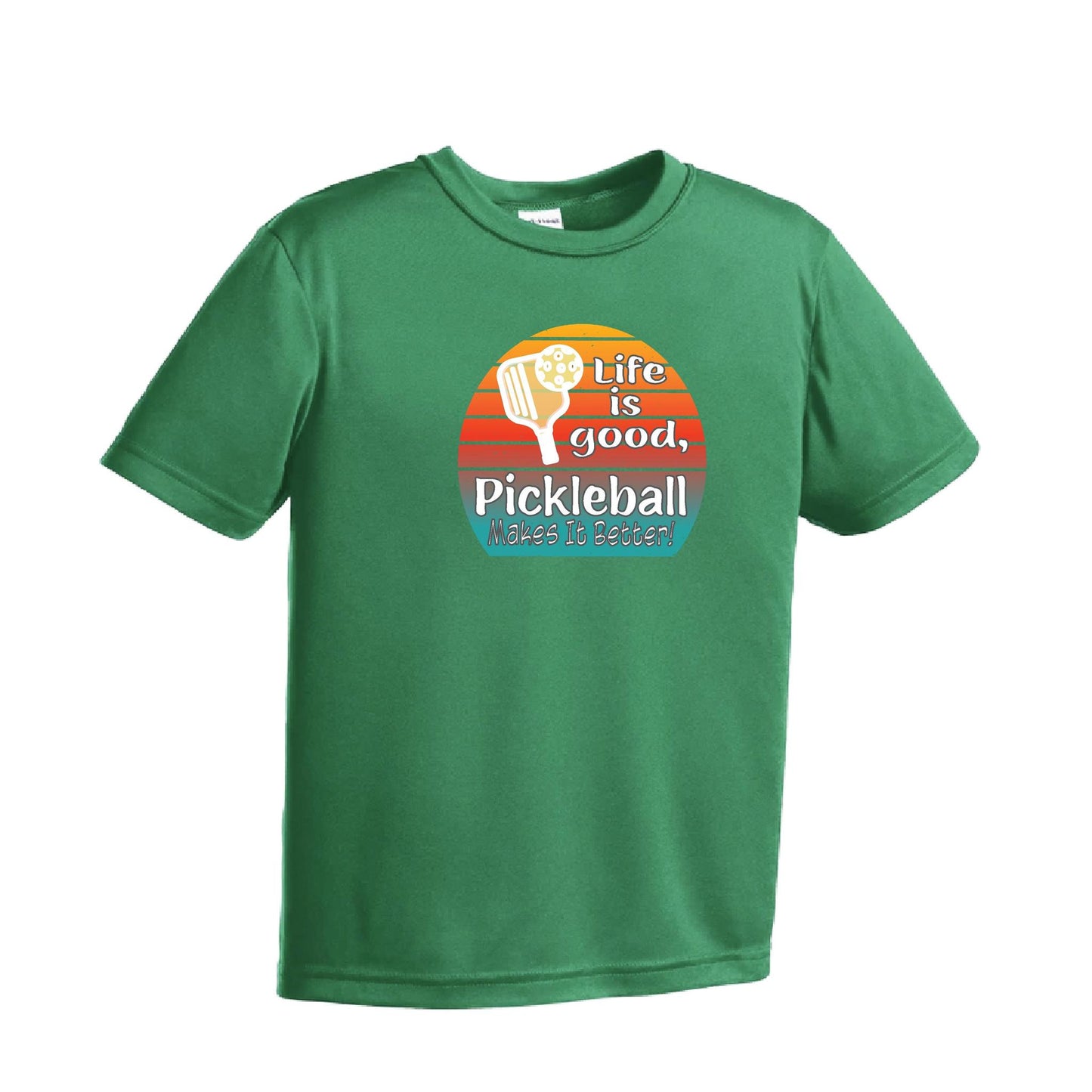 Life is Good Pickleball Makes it Better | Youth Short Sleeve Pickleball T-Shirts | 100% Polyester