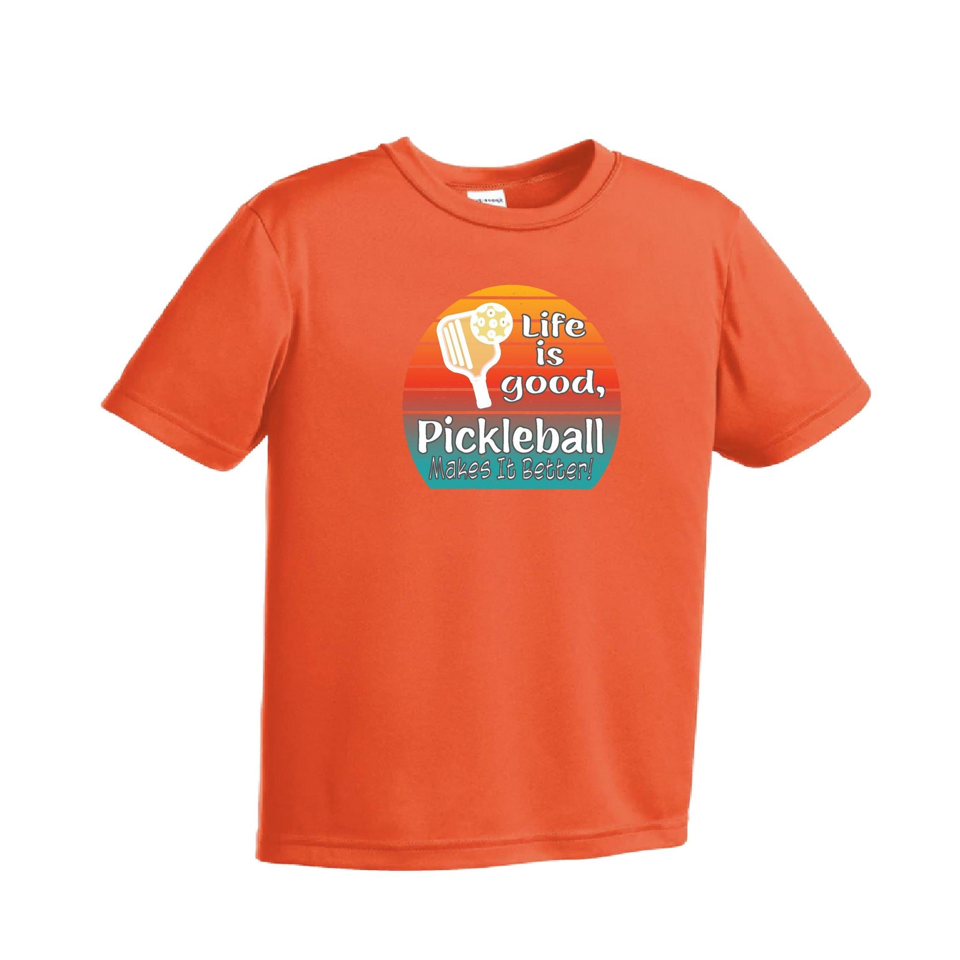 Life is Good Pickleball Makes it Better | Youth Short Sleeve Pickleball T-Shirts | 100% Polyester