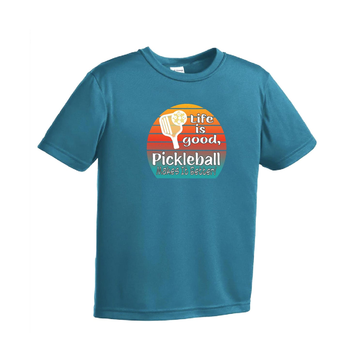 Life is Good Pickleball Makes it Better | Youth Short Sleeve Pickleball T-Shirts | 100% Polyester