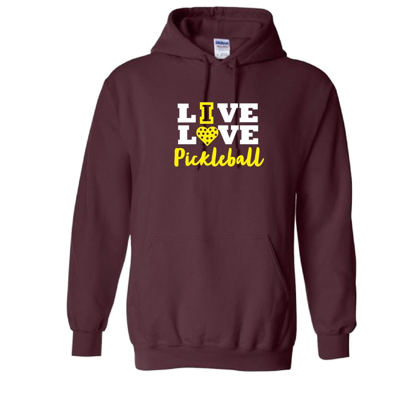 Live Love Pickleball | Unisex Hoodie Pickleball Sweatshirt | 50% Cotton 50% Polyester