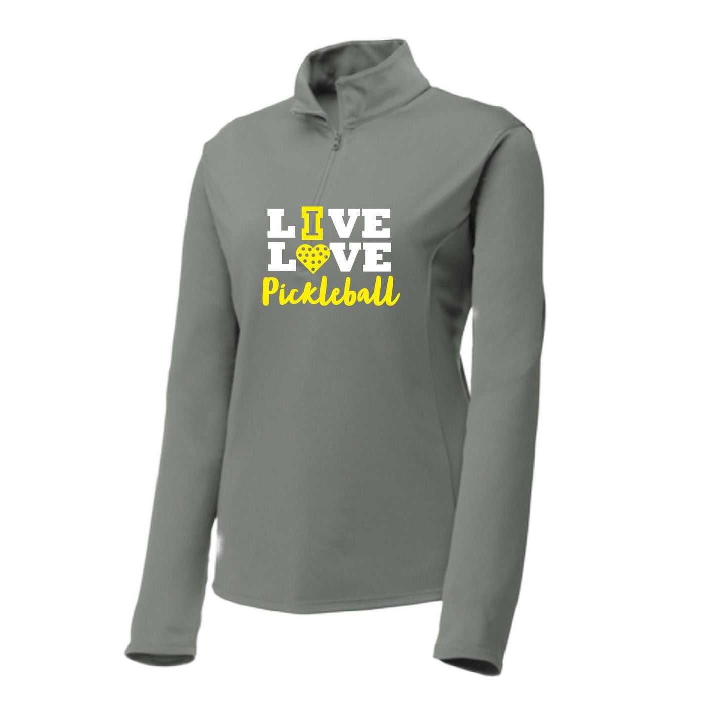 Live Love Pickleball | Women’s 1/4 Zip Pullover Athletic Performance Shirt | 100% Polyester