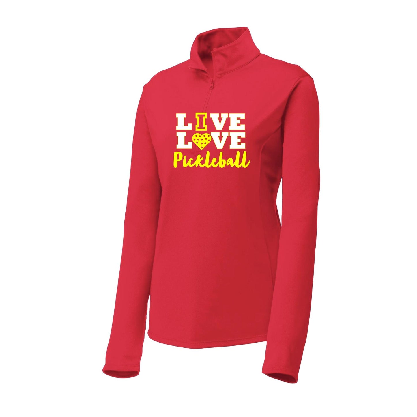 Live Love Pickleball | Women’s 1/4 Zip Pullover Athletic Performance Shirt | 100% Polyester