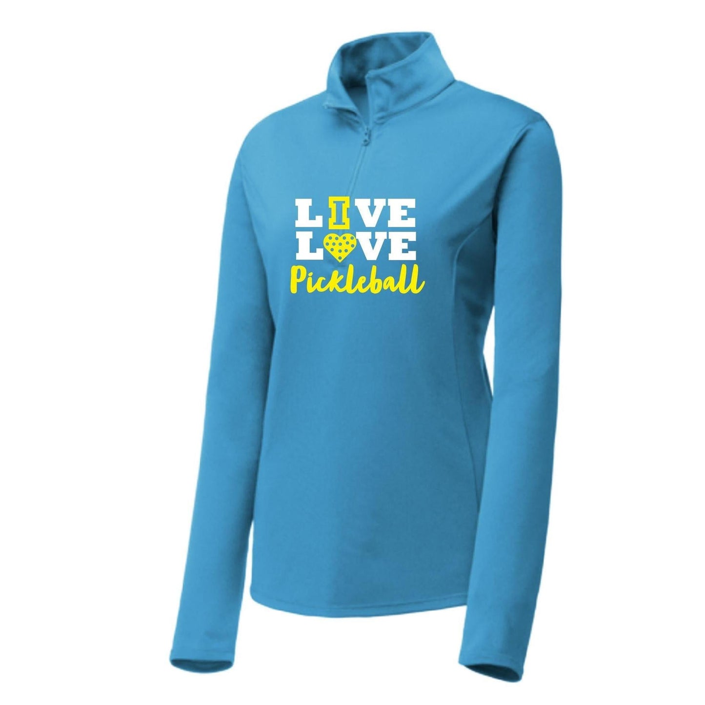 Live Love Pickleball | Women’s 1/4 Zip Pullover Athletic Performance Shirt | 100% Polyester