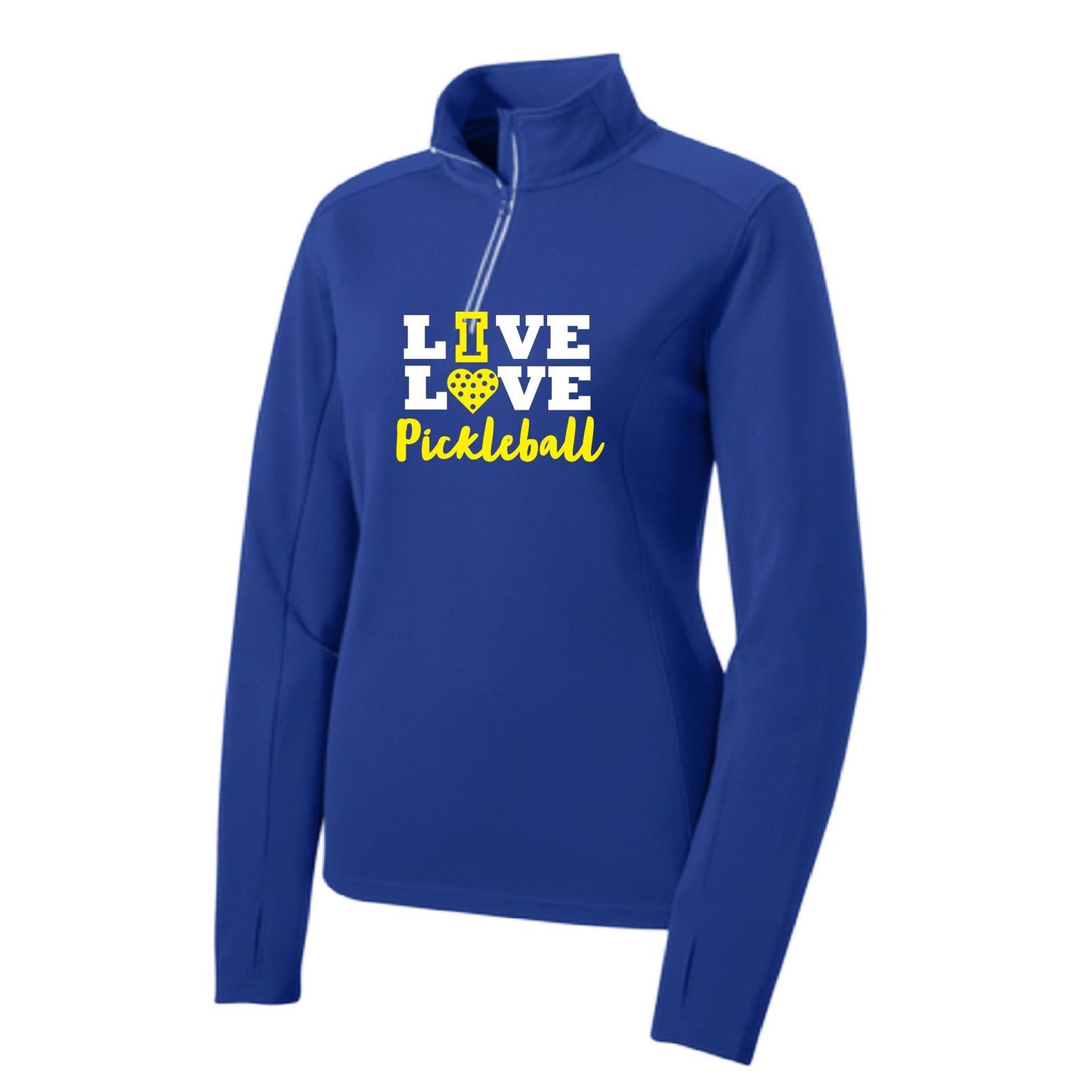 Live Love Pickleball | Women’s 1/4 Zip Pullover Athletic Performance Shirt | 100% Polyester