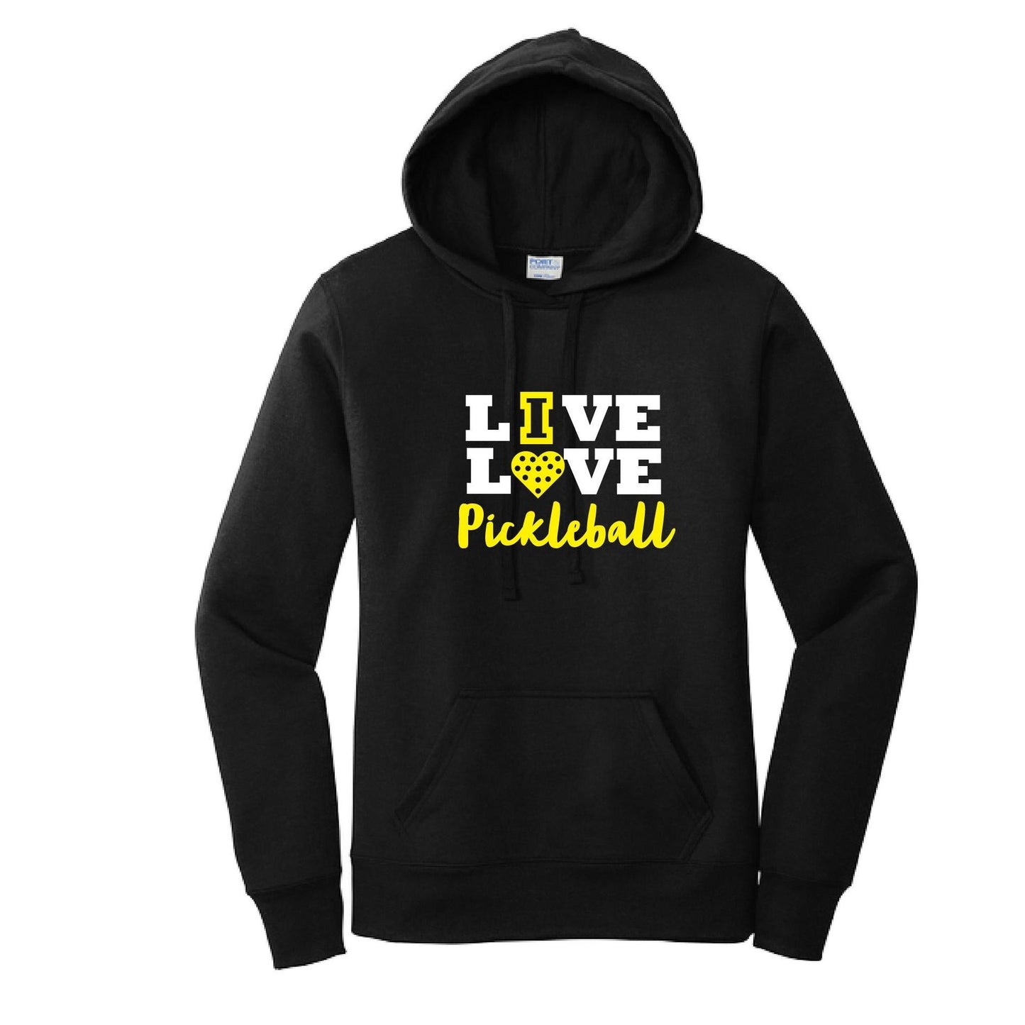 Live Love Pickleball | Women’s Fitted Hoodie Pickleball Sweatshirt | 50% Cotton 50% Poly Fleece