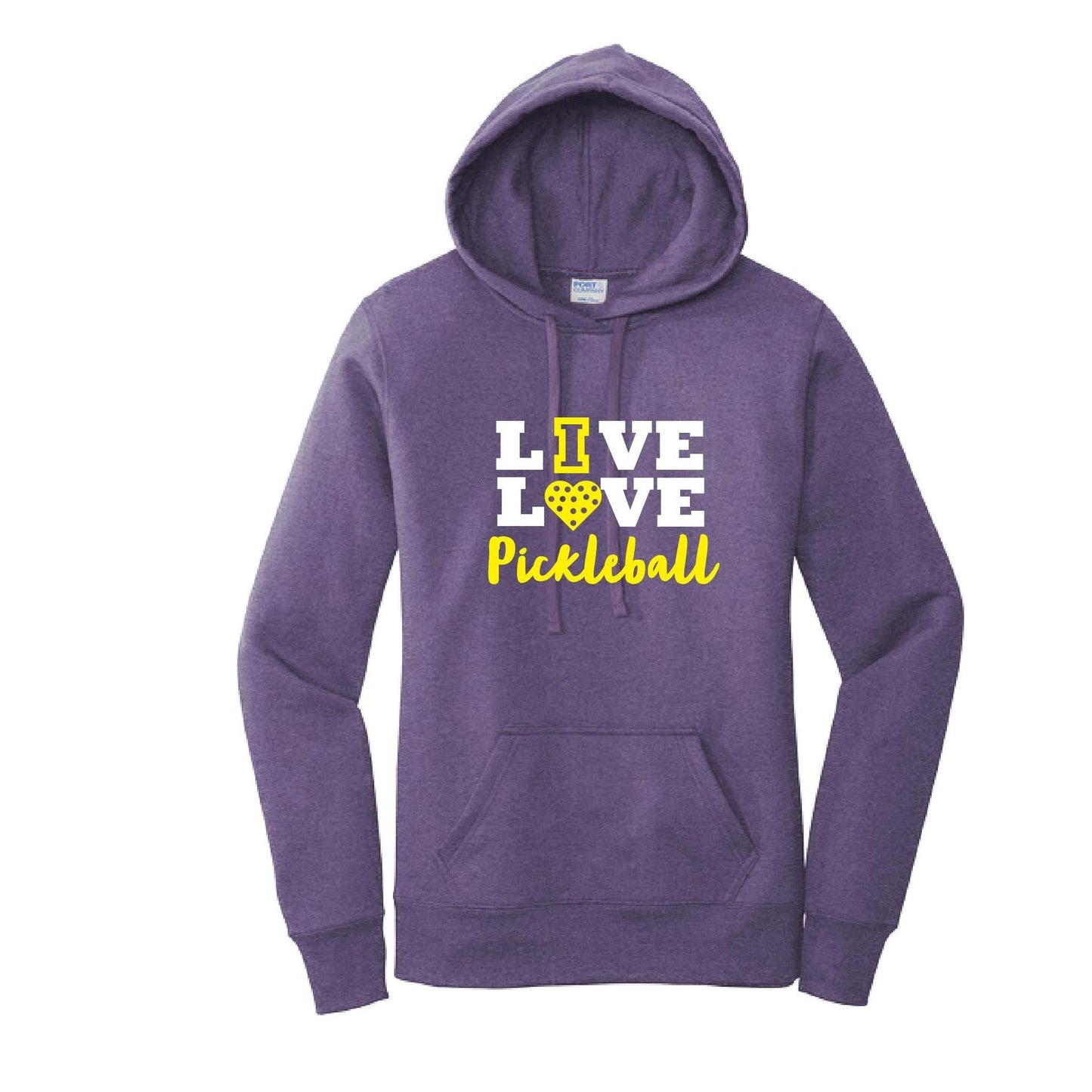 Live Love Pickleball | Women’s Fitted Hoodie Pickleball Sweatshirt | 50% Cotton 50% Poly Fleece