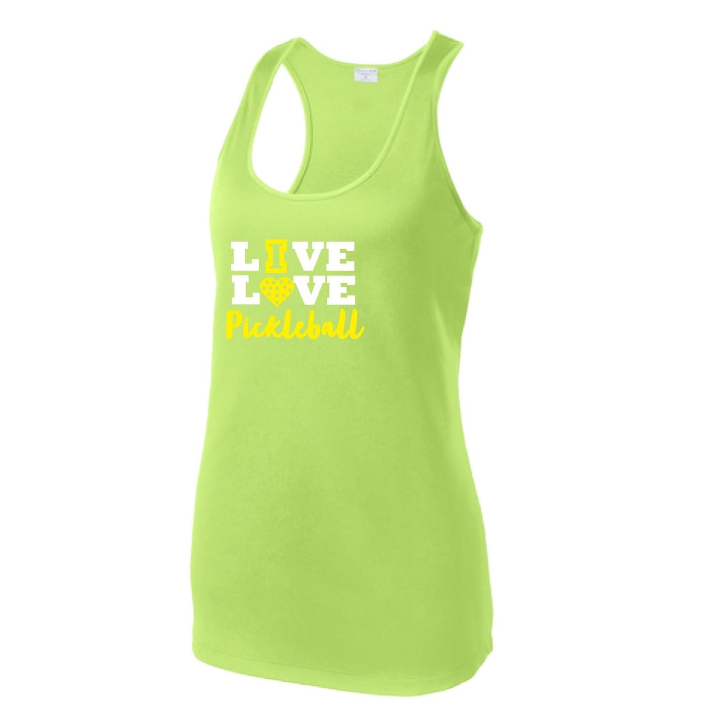 Live Love Pickleball | Women's Racerback Pickleball Tank | 100% Polyester