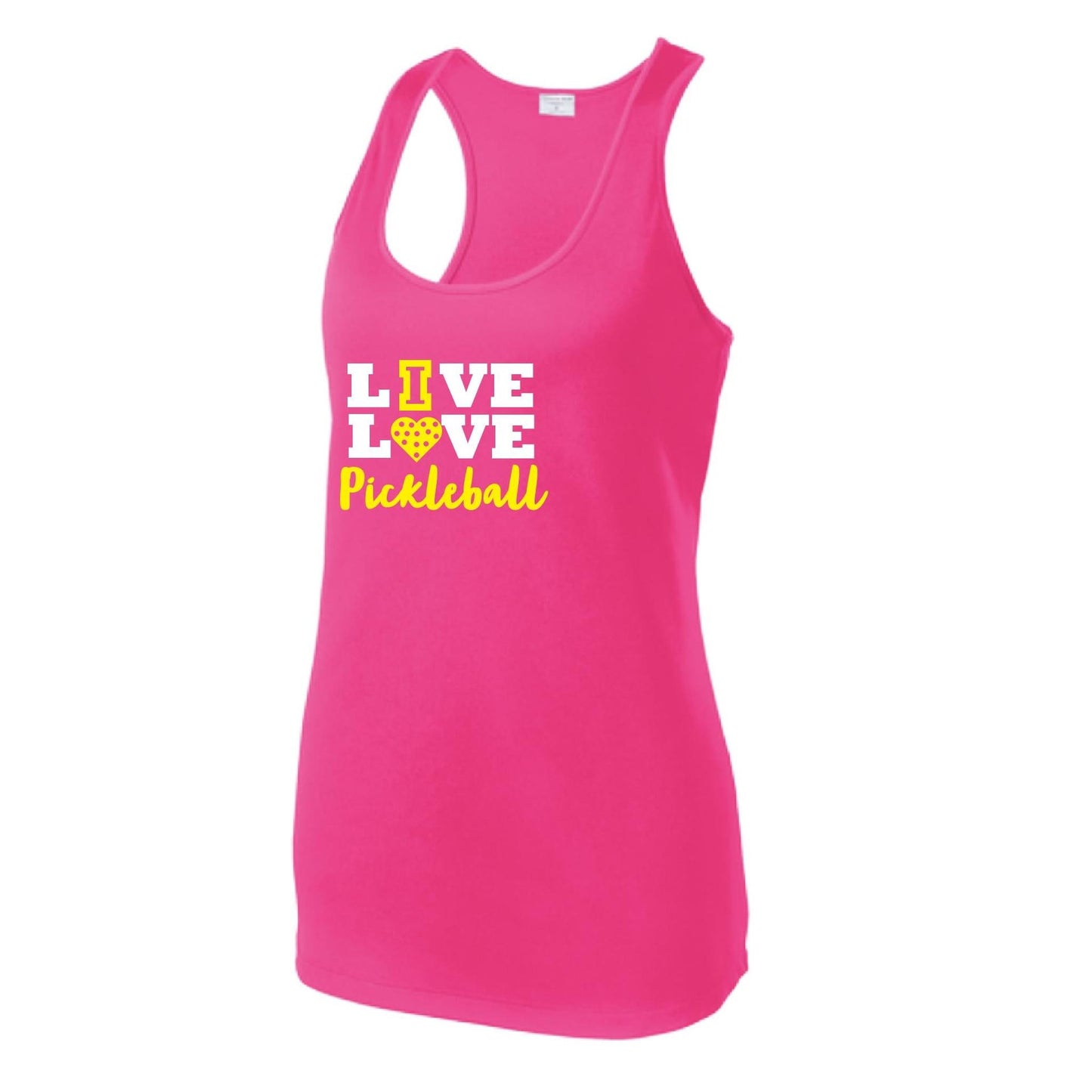 Live Love Pickleball | Women's Racerback Pickleball Tank | 100% Polyester