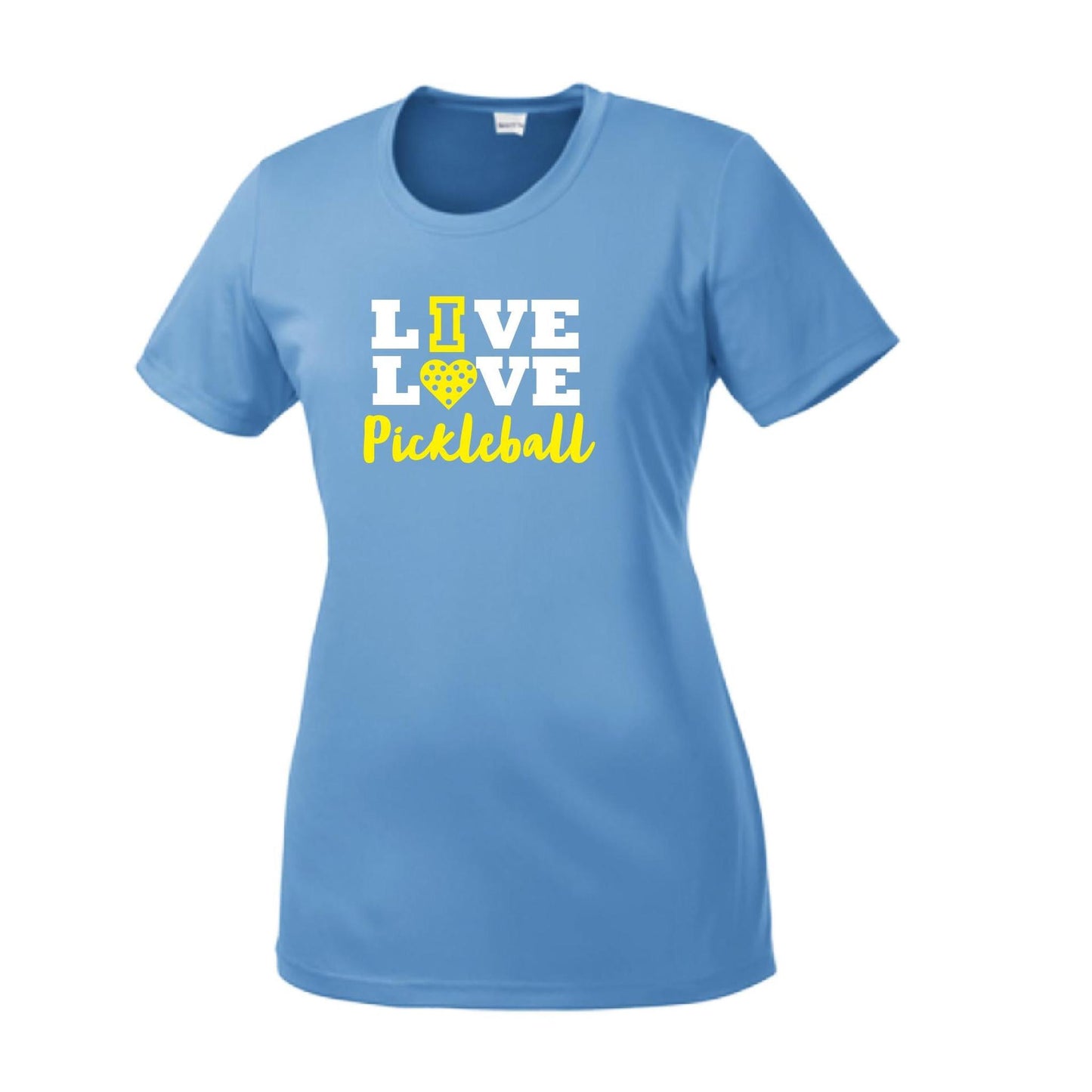 Live Love Pickleball | Women’s Short Sleeve Crewneck Pickleball Performance T-Shirts | 100% Polyester