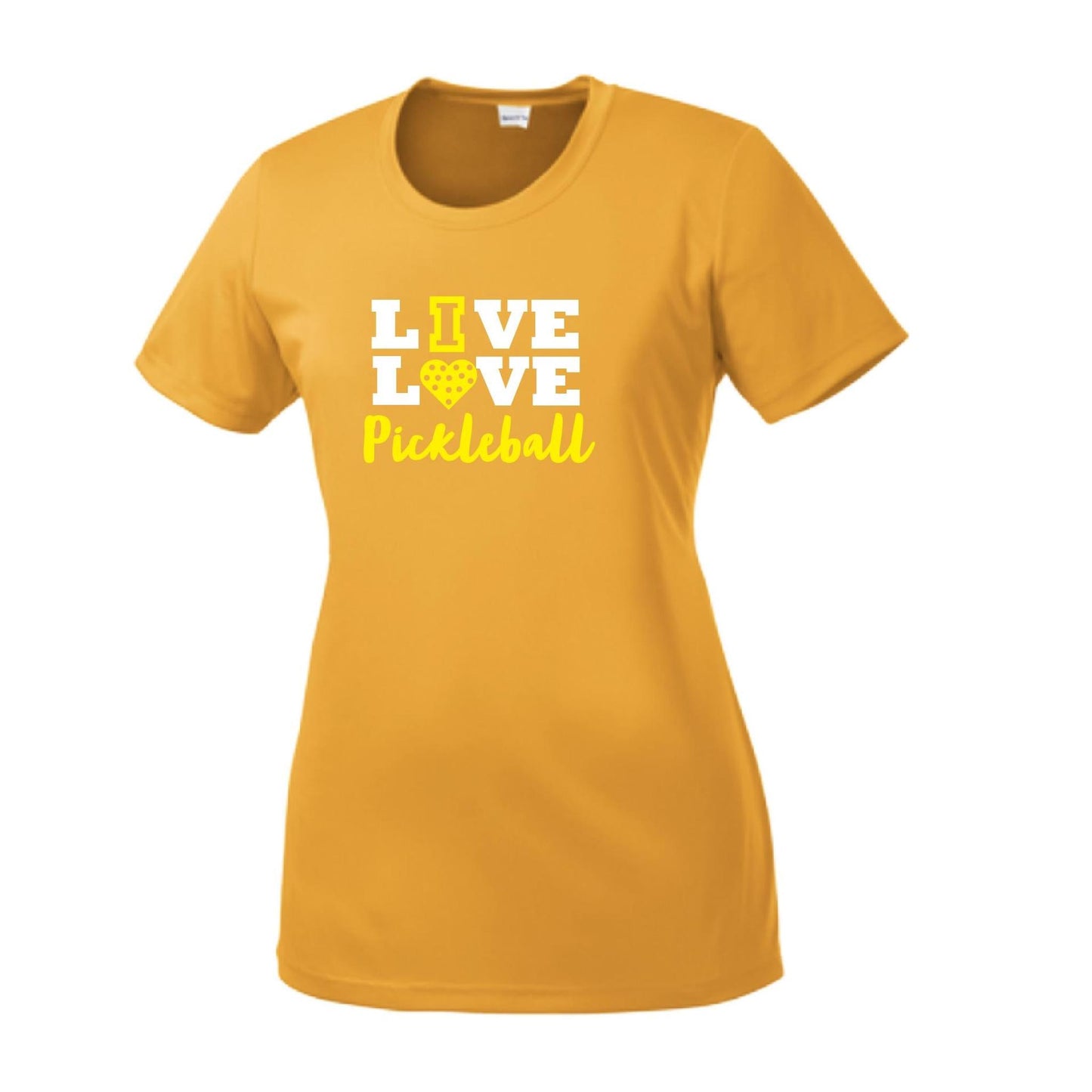 Live Love Pickleball | Women’s Short Sleeve Crewneck Pickleball Performance T-Shirts | 100% Polyester