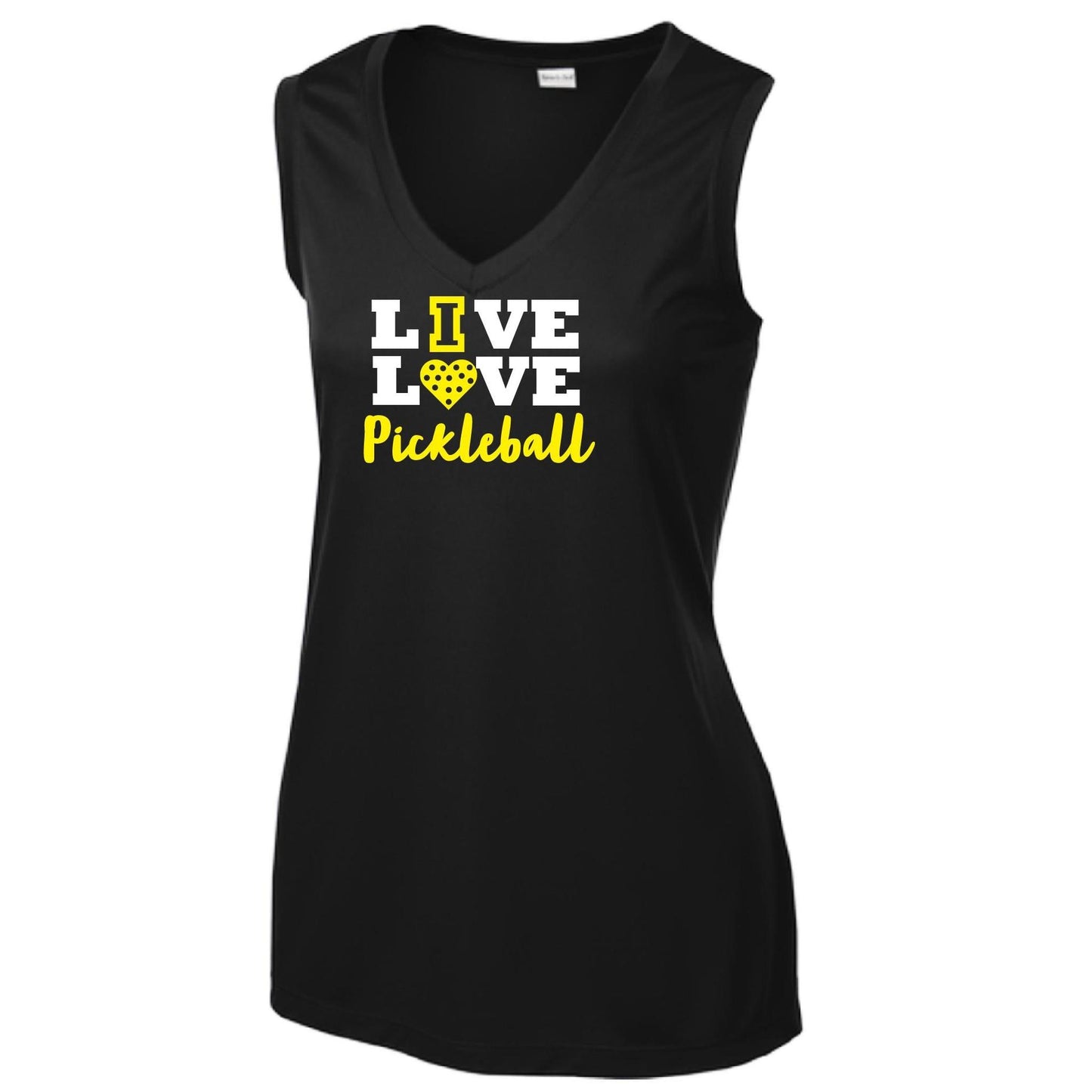 Live Love Pickleball | Women’s Sleeveless Athletic Performance T-Shirt | 100% Polyester