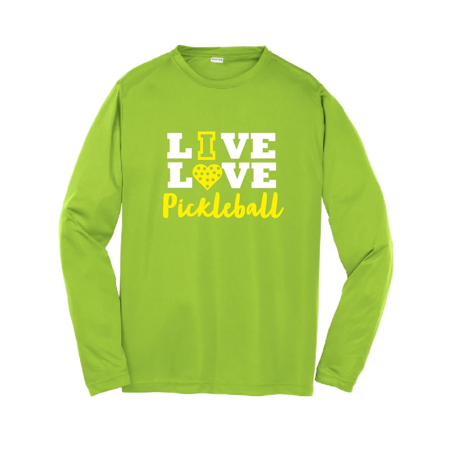 Live Love Pickleball | Youth Long Sleeve Pickleball Performance T-Shirts | 100% Polyester