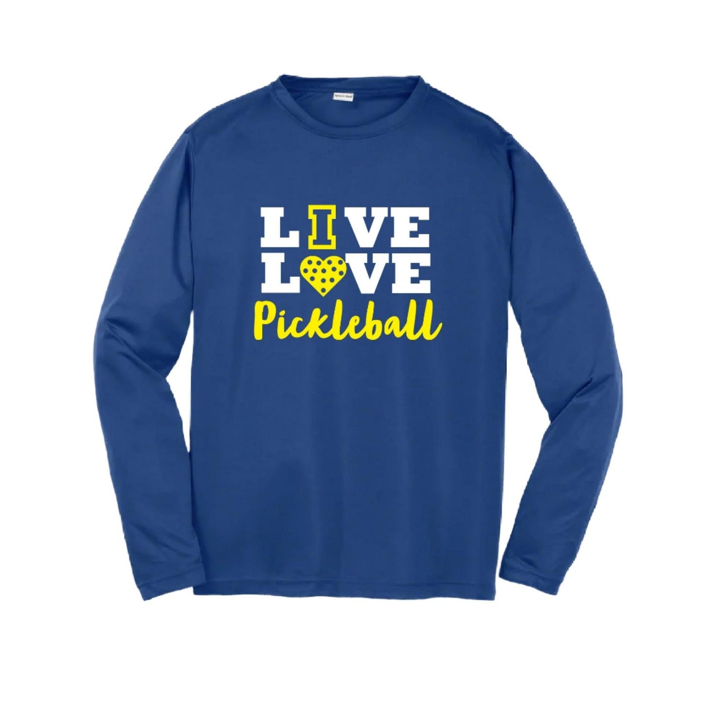 Live Love Pickleball | Youth Long Sleeve Pickleball Performance T-Shirts | 100% Polyester
