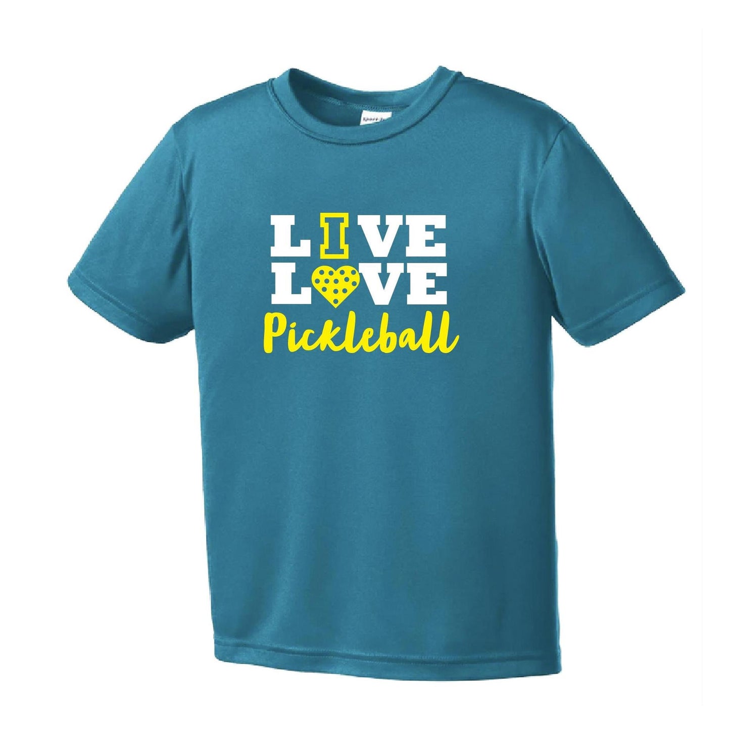 Live Love Pickleball | Youth Short Sleeve Pickleball Performance T-Shirts | 100% Polyester