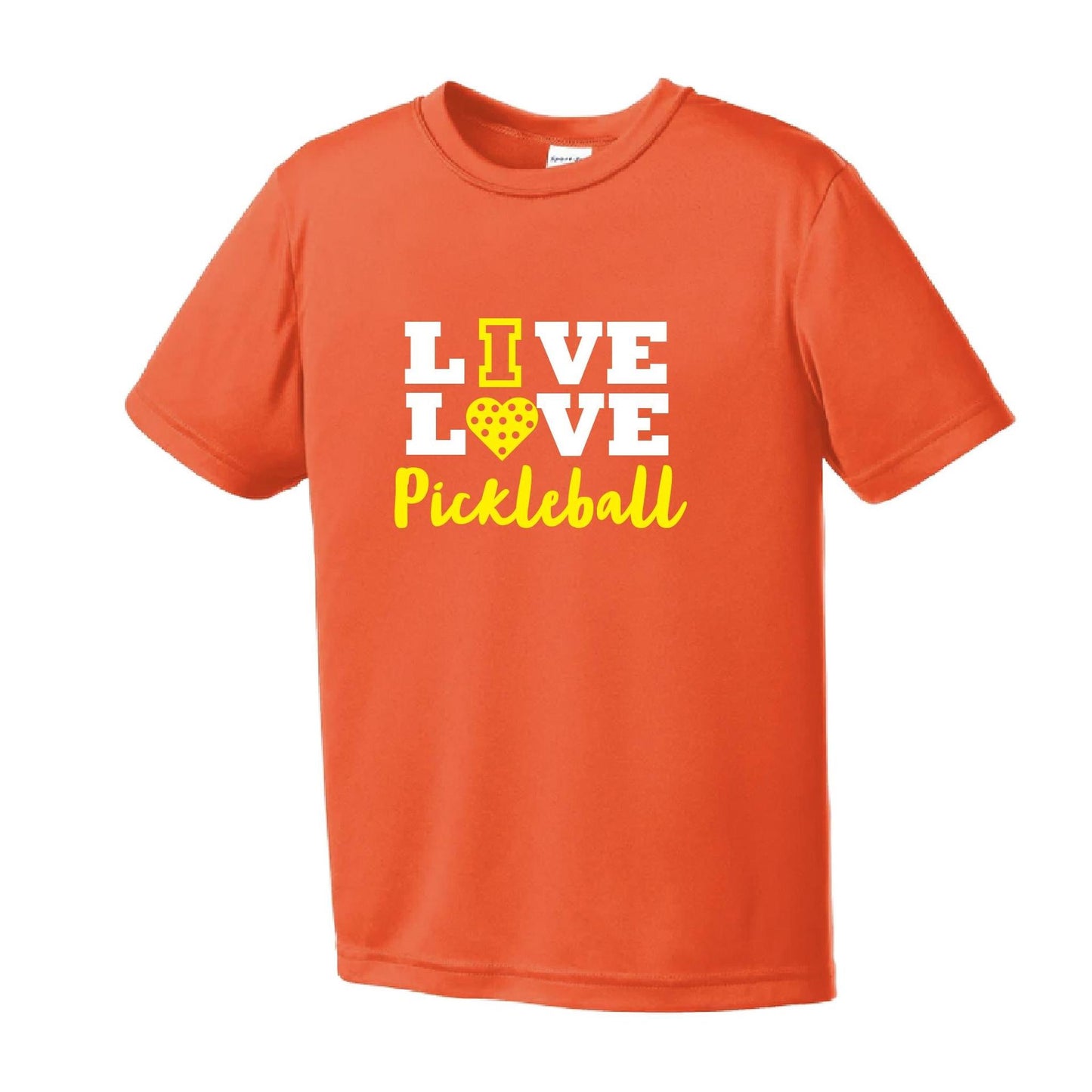 Live Love Pickleball | Youth Short Sleeve Pickleball Performance T-Shirts | 100% Polyester