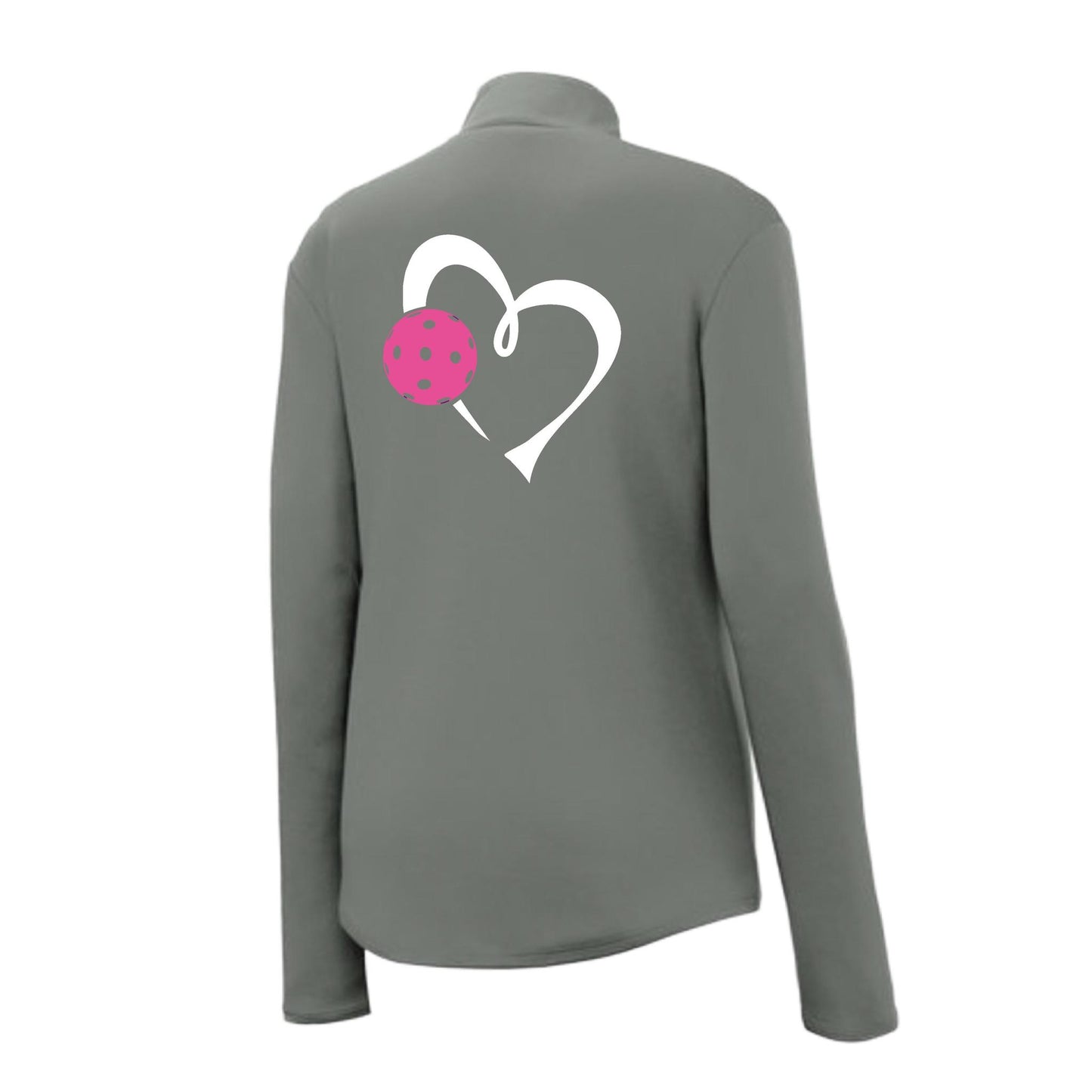 Love Pickleball (Pink) | Women's 1/4 Zip Pullover Athletic Performance Shirt | 100% Polyester