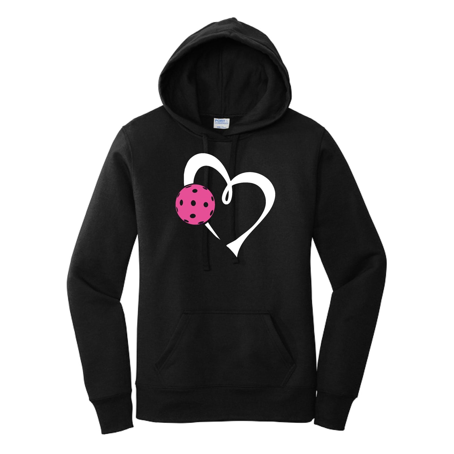 Love Pickleball (Pink) | Women’s Fitted Hoodie Pickleball Sweatshirt | 50% Cotton 50% Poly Fleece