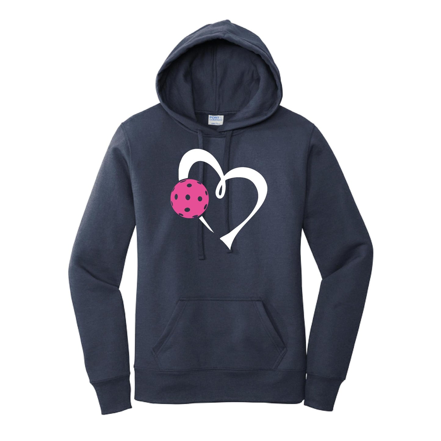 Love Pickleball (Pink) | Women’s Fitted Hoodie Pickleball Sweatshirt | 50% Cotton 50% Poly Fleece