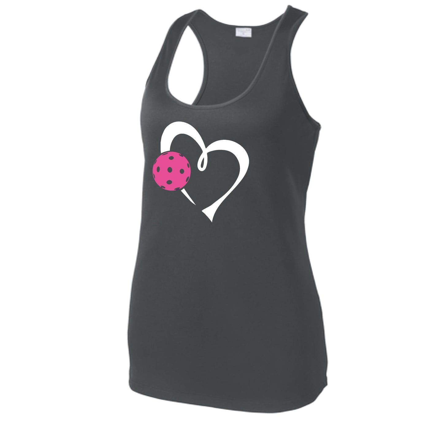 Love Pickleball (Pink) | Women's Racerback Pickleball Performance Tank | 100% Polyester