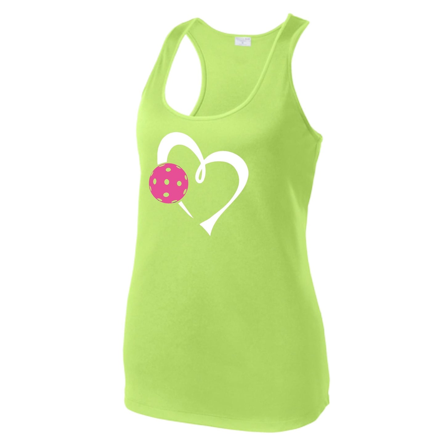 Love Pickleball (Pink) | Women's Racerback Pickleball Performance Tank | 100% Polyester