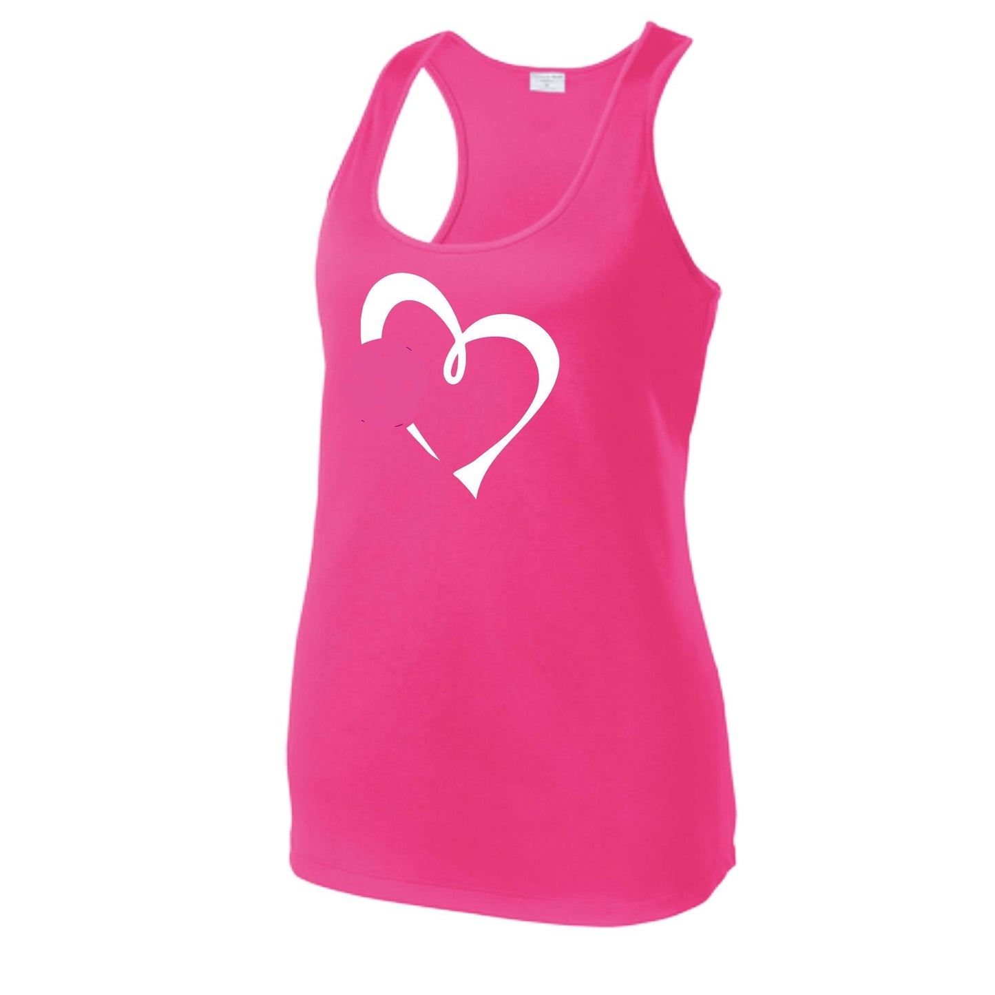 Love Pickleball (Pink) | Women's Racerback Pickleball Performance Tank | 100% Polyester