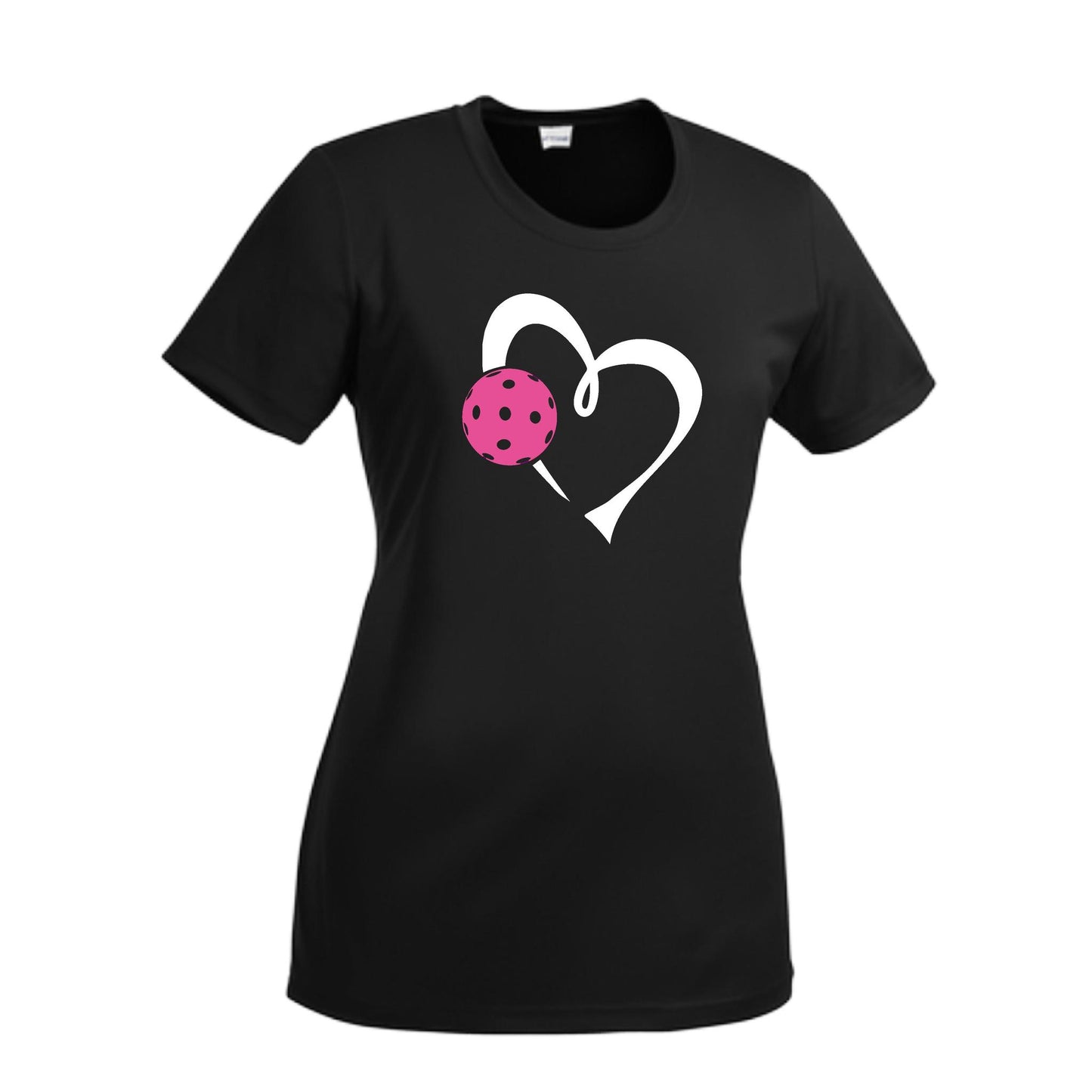 Love Pickleball (Pink) | Women’s Short Sleeve Crewneck Pickleball Performance T-Shirts | 100% Polyester