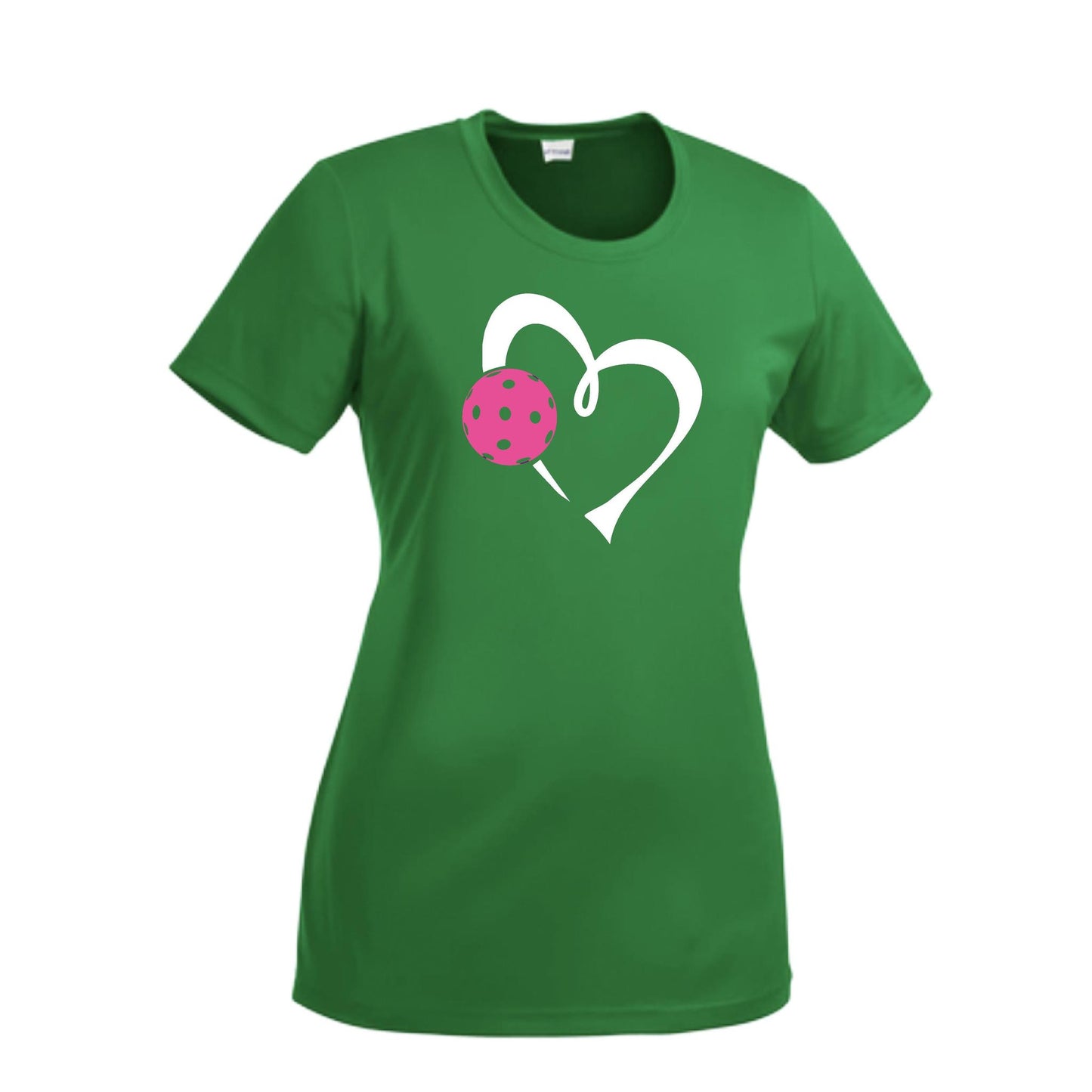 Love Pickleball (Pink) | Women’s Short Sleeve Crewneck Pickleball Performance T-Shirts | 100% Polyester