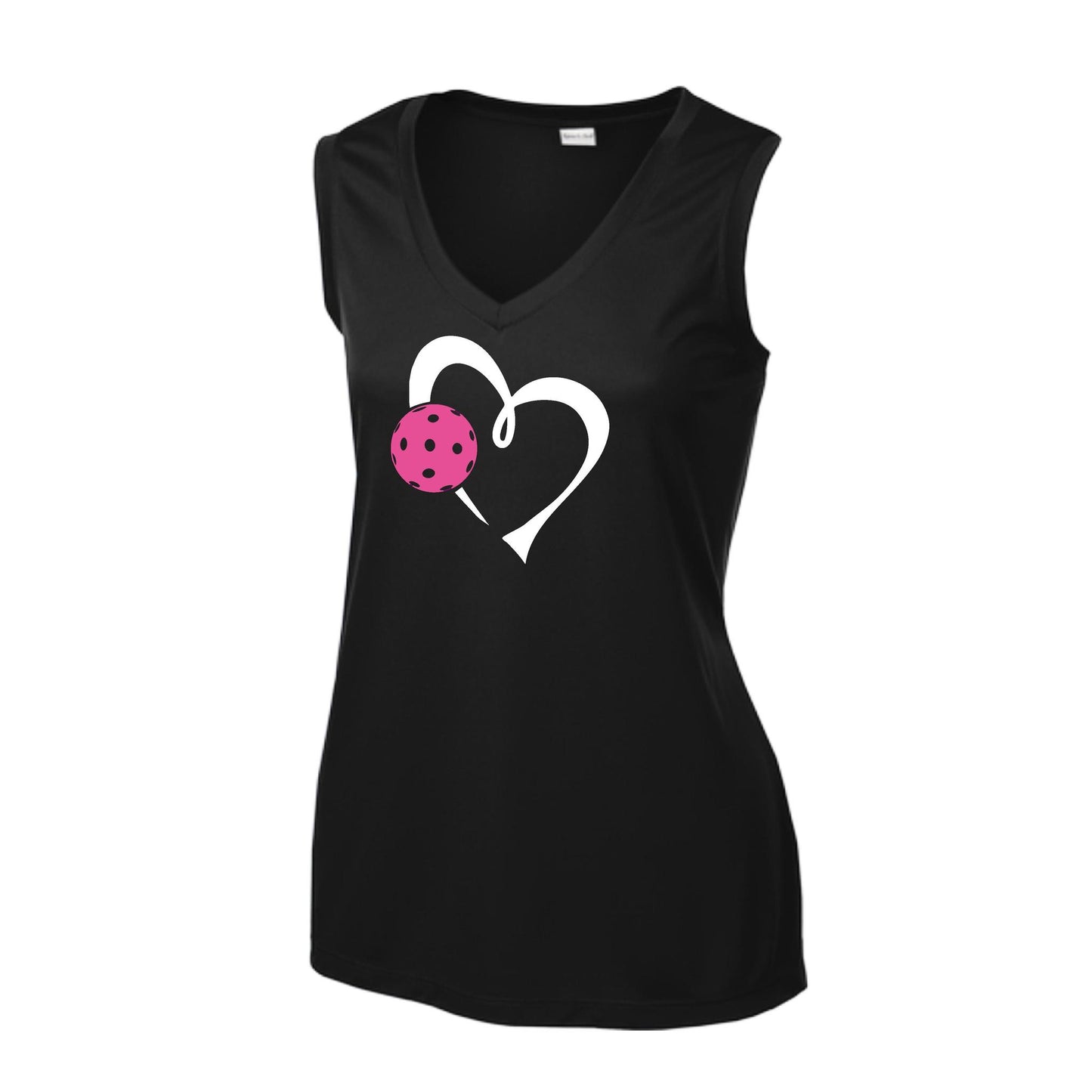 Love Pickleball (Pink) | Women’s Sleeveless Pickleball Performance T-Shirt | 100% Polyester