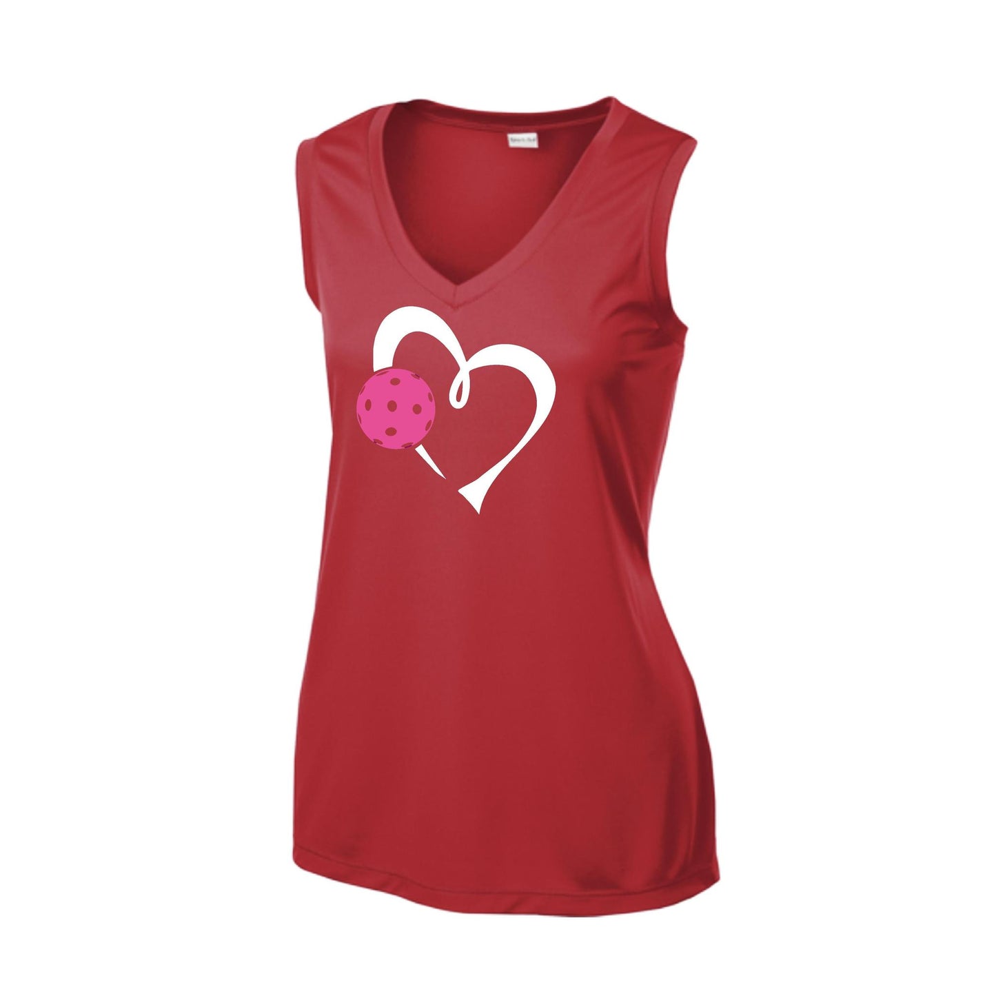 Love Pickleball (Pink) | Women’s Sleeveless Pickleball Performance T-Shirt | 100% Polyester