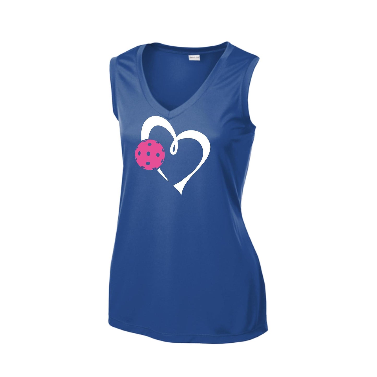 Love Pickleball (Pink) | Women’s Sleeveless Pickleball Performance T-Shirt | 100% Polyester