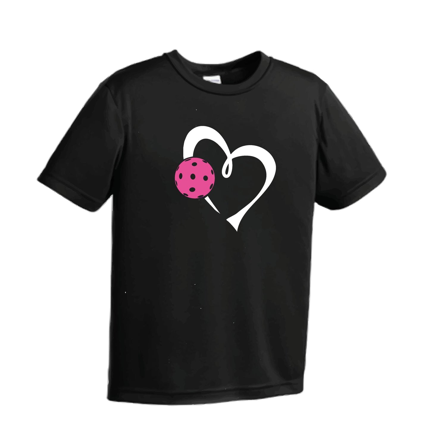Love Pickleball (Pink) | Youth Short Sleeve Pickleball Performance T-Shirts | 100% Polyester
