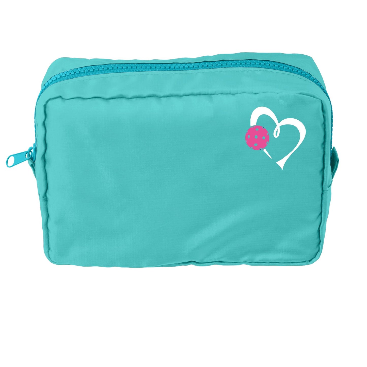 Love Pickleball (Pink and Purple) | Pickleball Dimensional Cosmetic Pouch Bag | Small Size Court Dimensional Bag