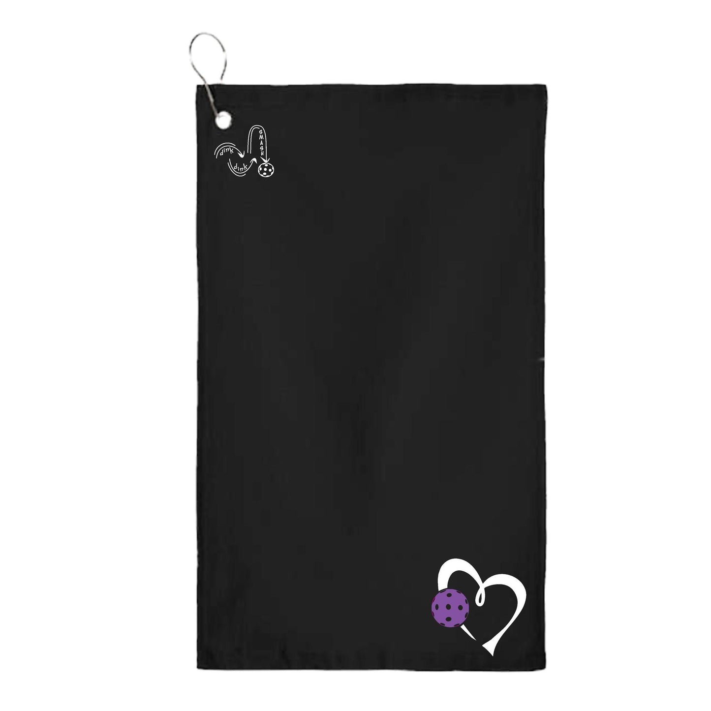 Love Pickleball (Purple) | Pickleball Court Towels | Grommeted 100% Cotton Terry Velour