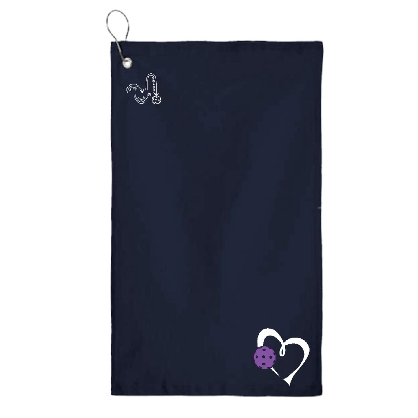 Love Pickleball (Purple) | Pickleball Court Towels | Grommeted 100% Cotton Terry Velour