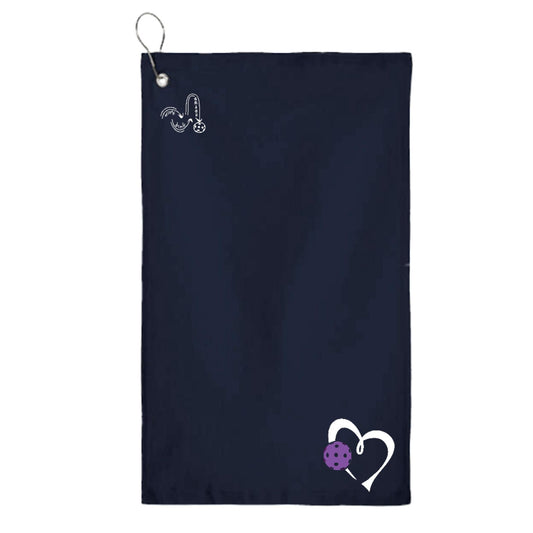 Love Pickleball (Purple) | Pickleball Court Towels | Grommeted 100% Cotton Terry Velour