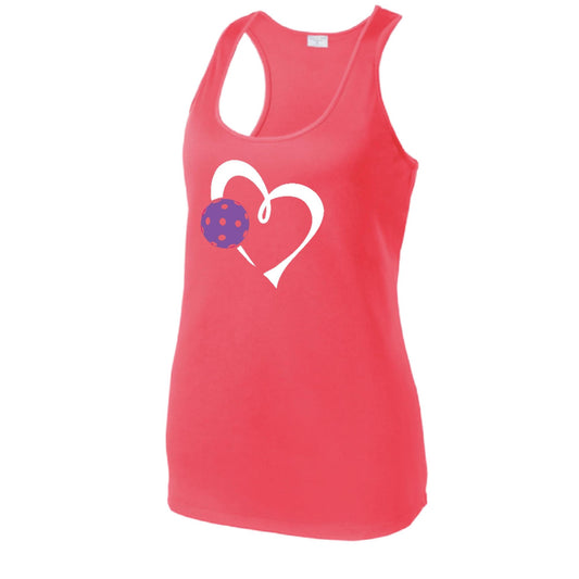 Love Pickleball (Purple) | Women's Racerback Pickleball Performance Tank | 100% Polyester