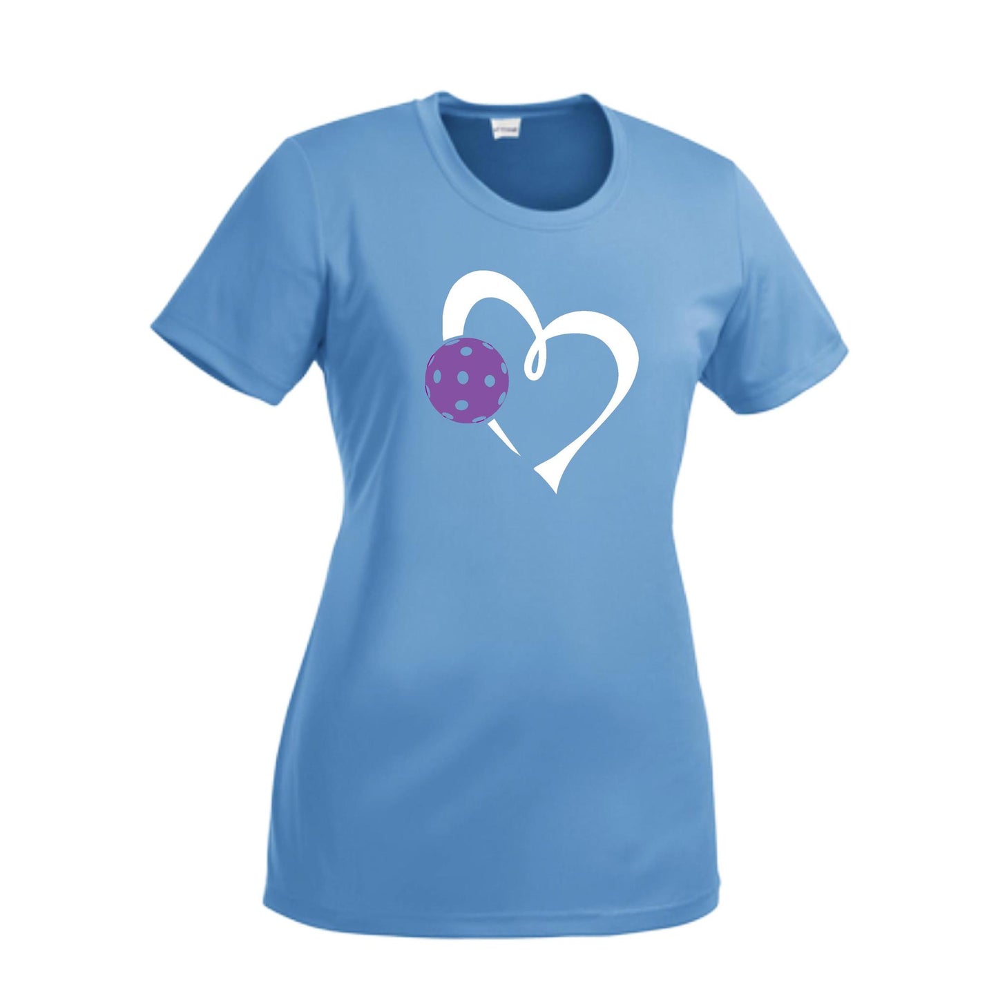 Love Pickleball (Purple) | Women’s Short Sleeve Crewneck Pickleball Performance T-Shirts | 100% Polyester