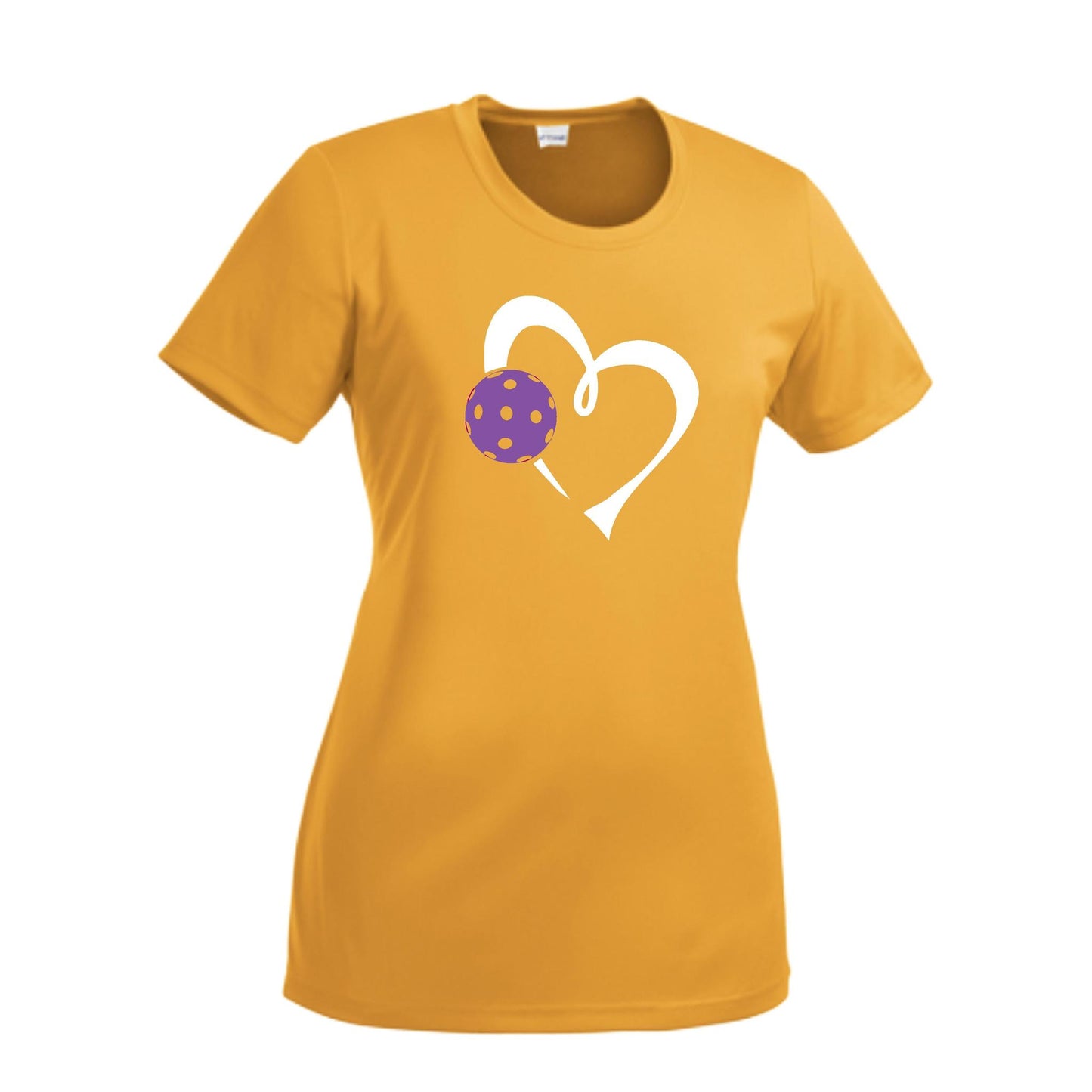 Love Pickleball (Purple) | Women’s Short Sleeve Crewneck Pickleball Performance T-Shirts | 100% Polyester