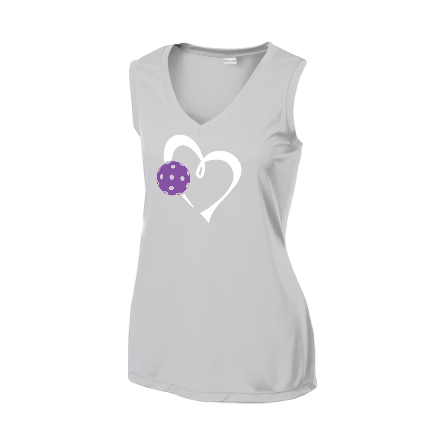 Love Pickleball (Purple) | Women’s Sleeveless Pickleball Performance T-Shirt | 100% Polyester
