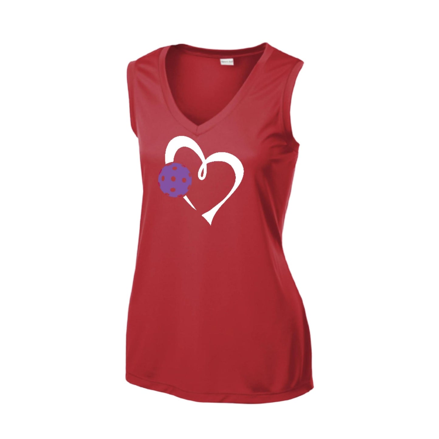 Love Pickleball (Purple) | Women’s Sleeveless Pickleball Performance T-Shirt | 100% Polyester
